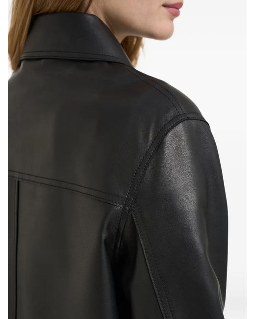 S.w.o.r.d 6.6.44 Black Button Leather Coat