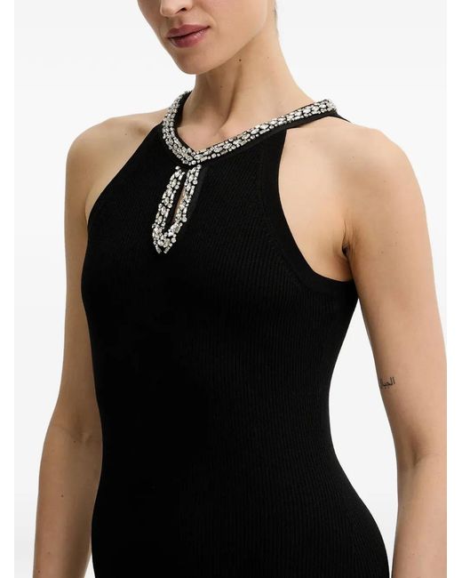 Morgan Black Embellished Ribbed Maxi Dress
