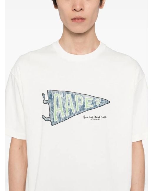 Aape By A Bathing Ape White Graphic-Print T-Shirt for men