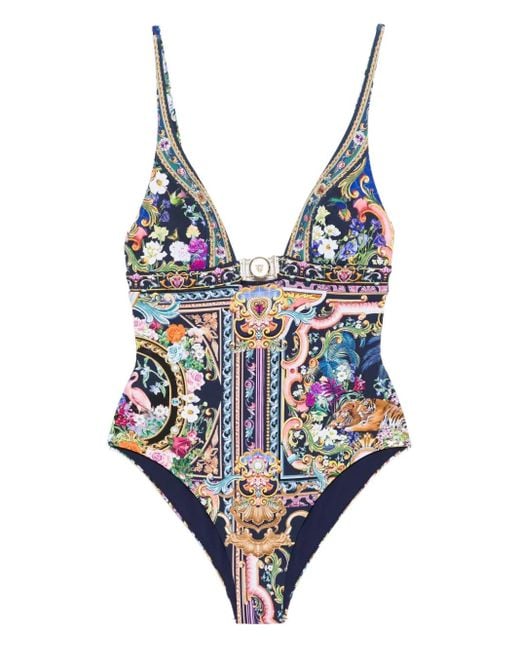 Camilla Blue Badeanzug Mit Barock-Print