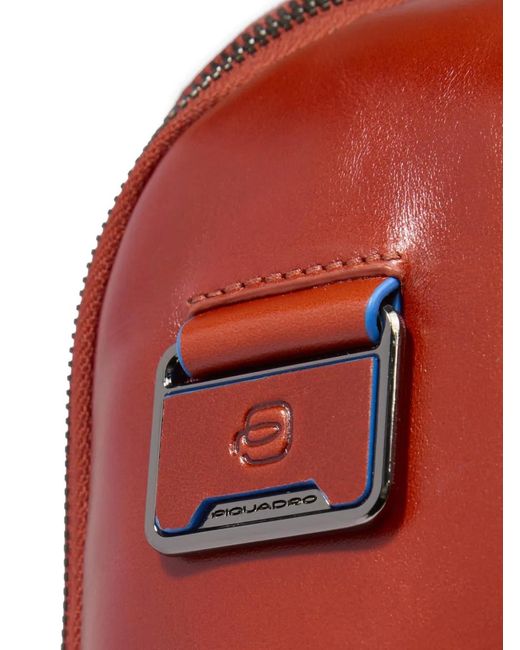 Piquadro Red Leather Backpack for men