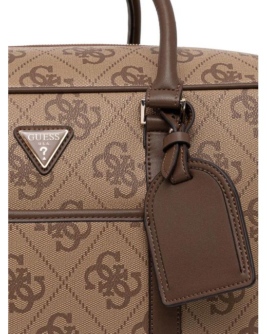 Borsone Berta Con Stampa Monogramma di Guess in Brown