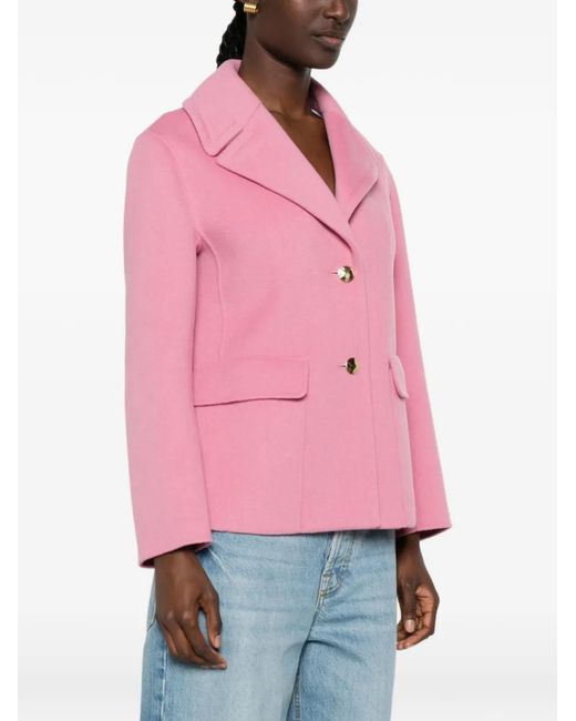 Max Mara Pink Button-Fastening Notched-Lapel Jacket
