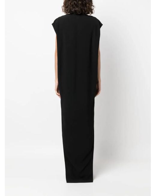 Abito Lungo Con Scollo A V di Rick Owens in Black