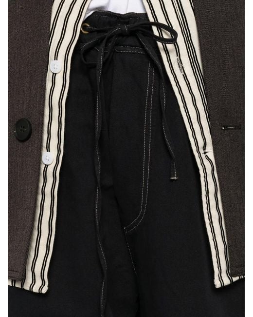 Studio Nicholson Black Pantalon À Lien De Resserrage