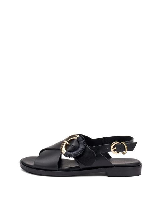 Frau White Sandales En Cuir À Boucle En Raphia