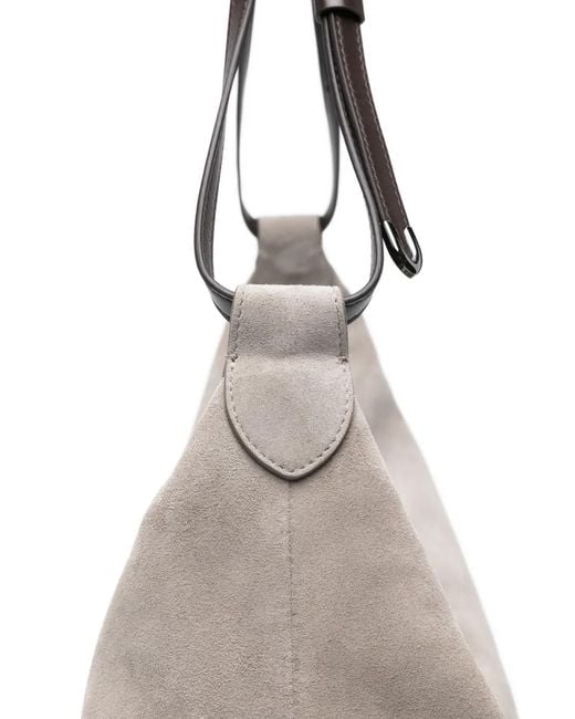 Brunello Cucinelli Gray Suede Shoulder Bag