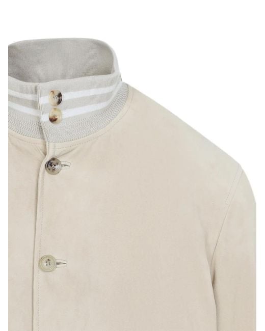 Ralph Lauren White Suede Bomber Jacket for men