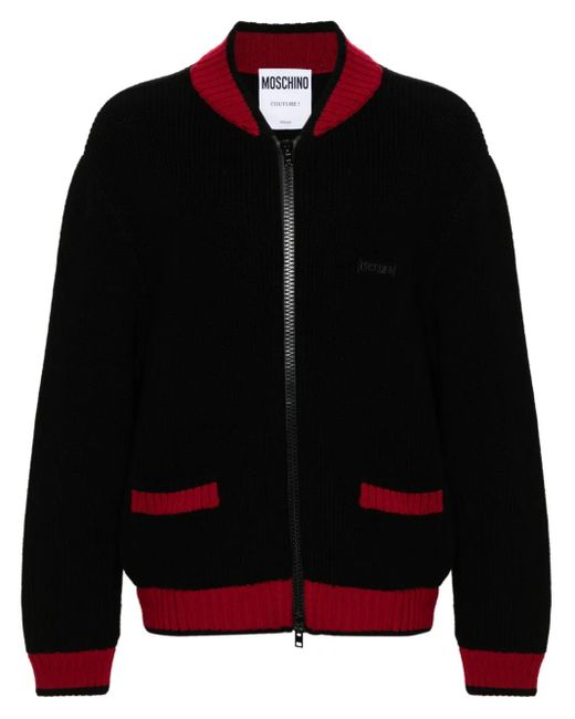 メンズ Moschino ロゴアップリケ カーディガン Black