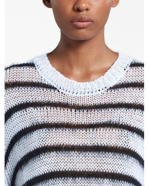Marni White Striped Open-knit Jumper