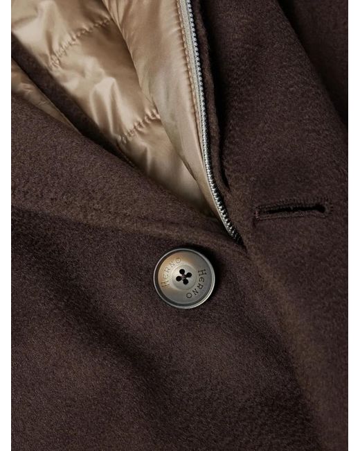 Herno Brown Button Single-Breasted Coat for men