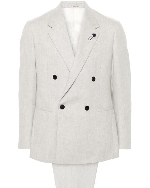 Lardini White Logo-Brooch Suit for men