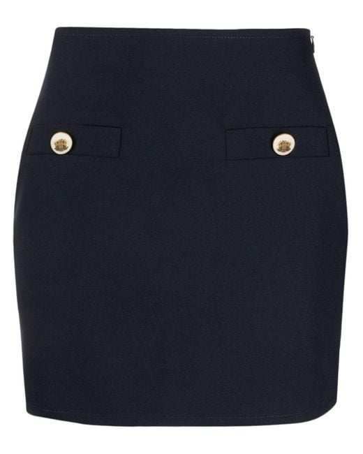 Sandro Blue Tailored Virgin Wool-blend Miniskirt