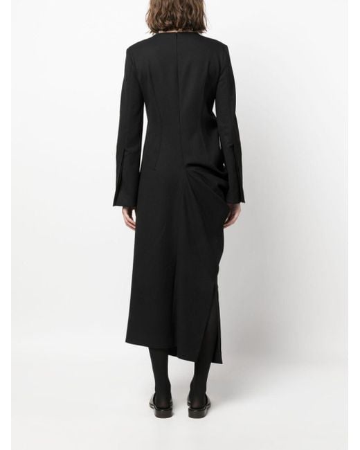 The Row Black Gathered-detailing Long-sleeved Shift Dress