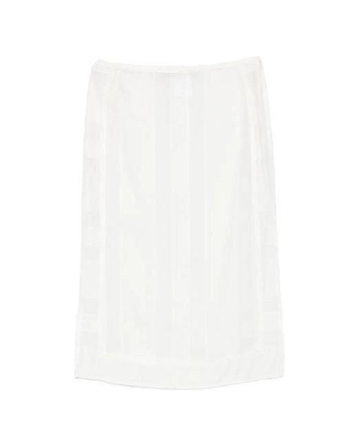 Low Classic White Layered Midi Skirt