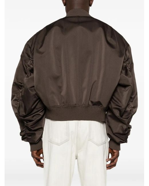 Rick Owens Brown Ruched Flight Bomber Jacket for men