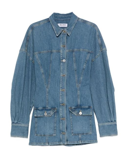 The Attico Blue Buttoned Mini Dress