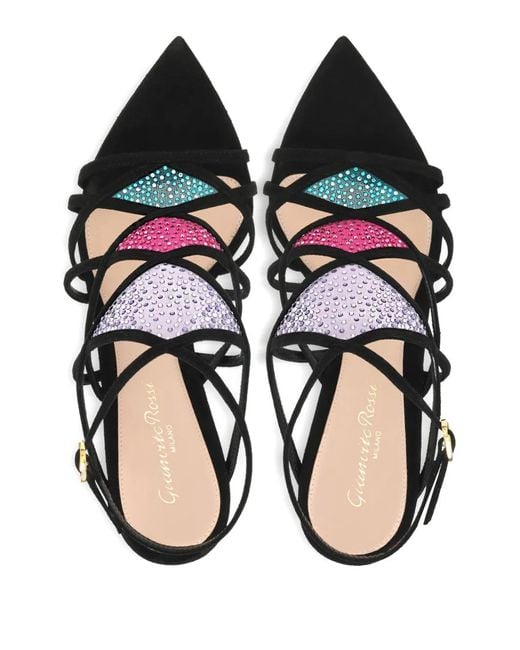 Gianvito Rossi Black 105Mm Confetti Embellished-Strap Sandals
