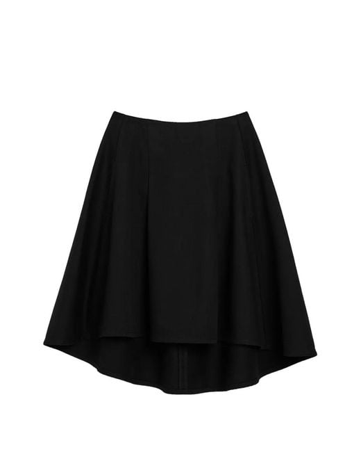 AMI Black Midi A-Line Cotton Skirt