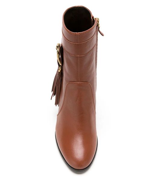 Tod's Brown Fringed Buckle Ankle Boots
