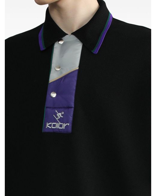 Kolor Black Logo-embroidered Polo Shirt for men