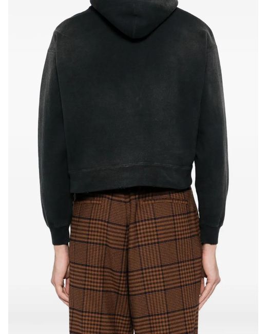 メンズ KAMIYA ローズプリント ダメージ パーカー Black