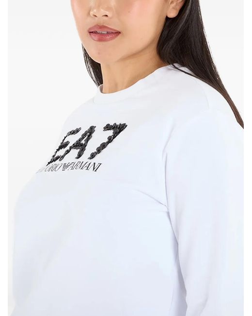 EA7 Blue Logo-Embellished Sweatshirt