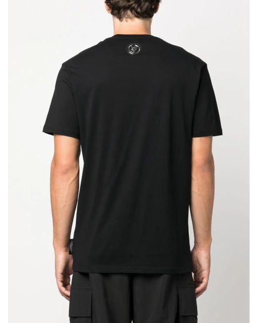Philipp Plein Black Ss Brush Cotton T-Shirt for men