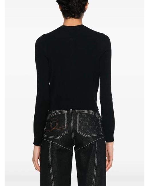 MARINE SERRE Black Fitted Cropped Cardigan With Button-Down Front