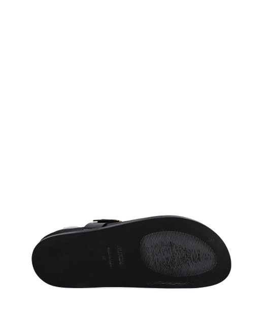 Alohas Black Leather Flat Sandals