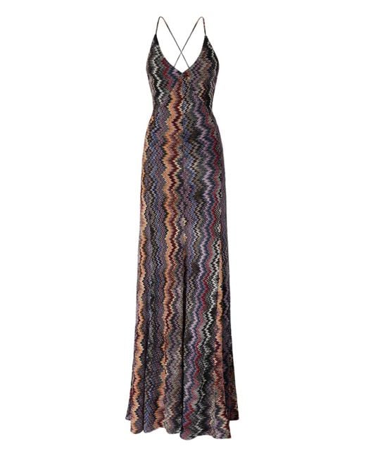 Missoni Purple Zigzag-Pattern Maxi Dress