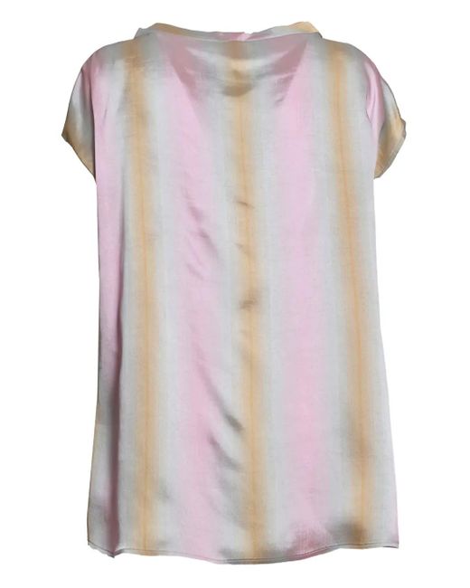 Aspesi Pink Stripe-Print Short-Sleeves Top