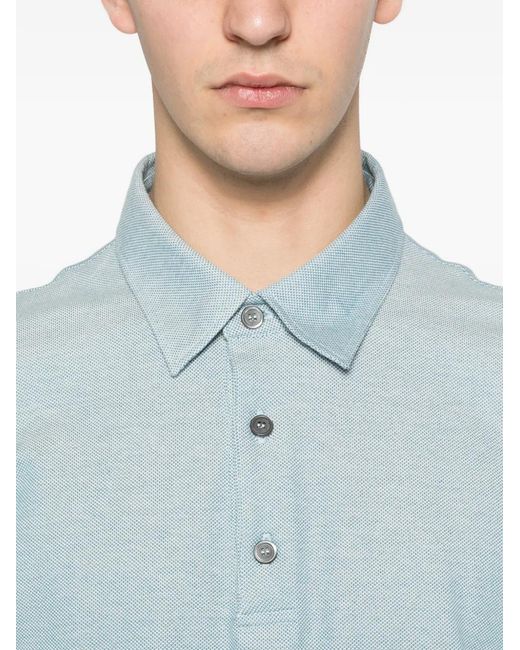 Brioni Blue Buttoned Polo Shirt for men