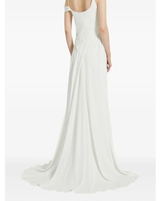Max Mara White Ghiglia Draped Maxi Dress