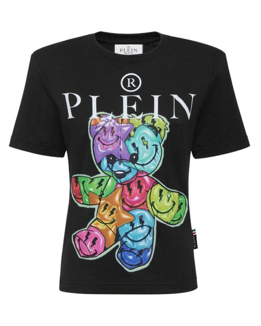 Philipp Plein Black Padded-shoulders Cotton T-shirt