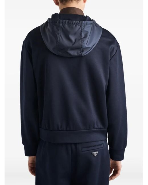 Prada Blue Drawstring-Hood Zip-Up Jacket for men