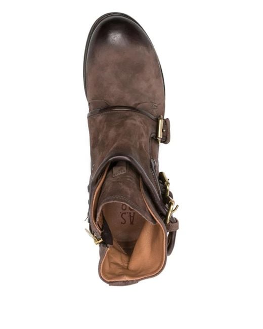 A.s.98 Brown Buckle Leather Boots for men