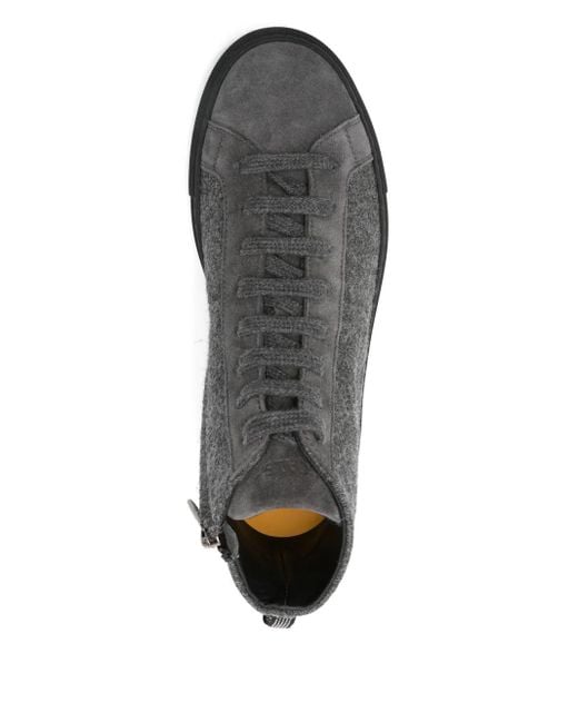 Doucal's Gray Suede Lace-Up Sneakers