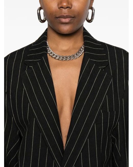 R13 Black Buttoned Pinstripe Blazer