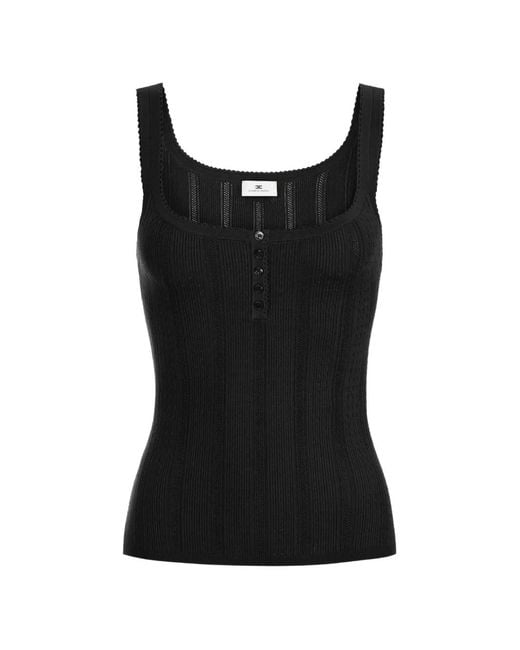 Elisabetta Franchi Black Knit Openwork Top