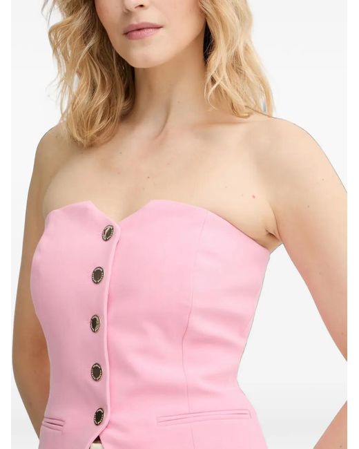 Morgan Pink Strapless Button-Up Top