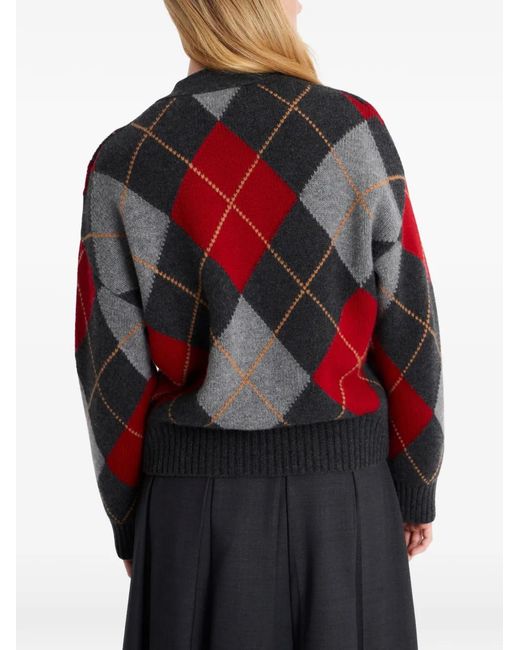 Pringle of Scotland Red Argyle Cashmere Cardigan