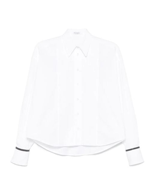 Brunello Cucinelli ピンタック シャツ White