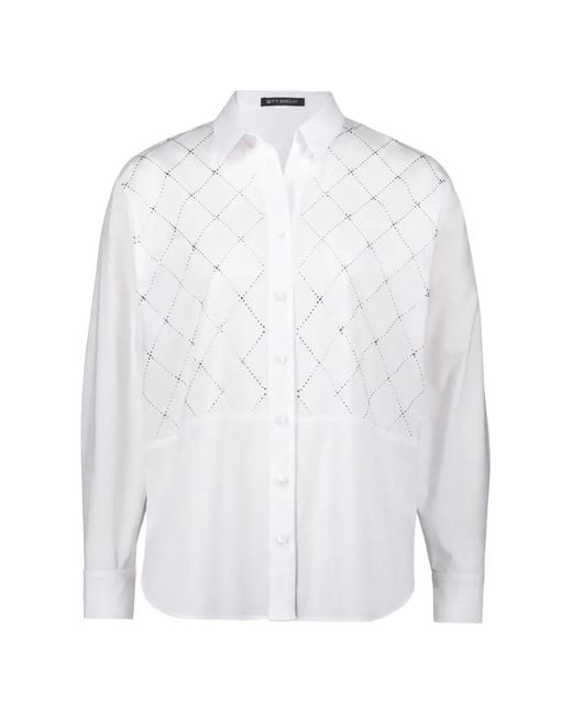 Betty Barclay White Rhinestone-Embellished Long-Sleeve Shirt