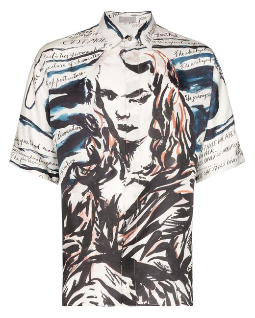 Dior Homme Black X Raymond Pettibon Mona Lisa Print Silk Shirt for men