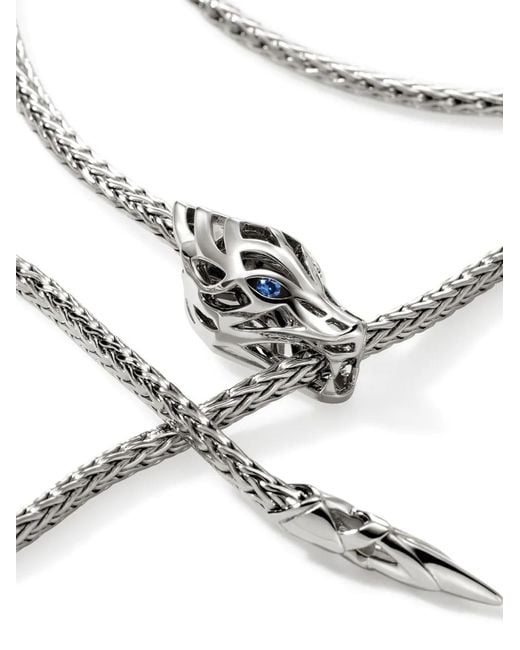 John Hardy Metallic Sterling Naga Lariat Sapphire Necklace