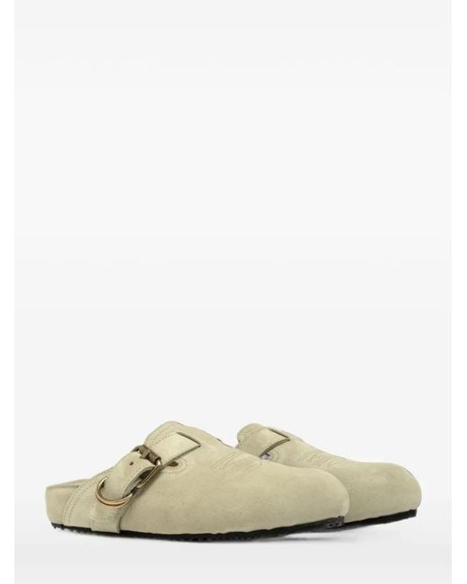Buttero White Mules À Détail De Boucle
