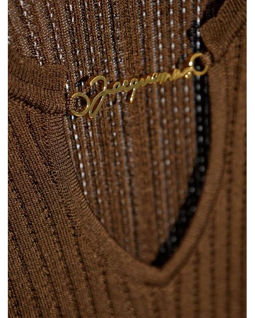 Jacquemus Brown La Robe Ribbed Minidress