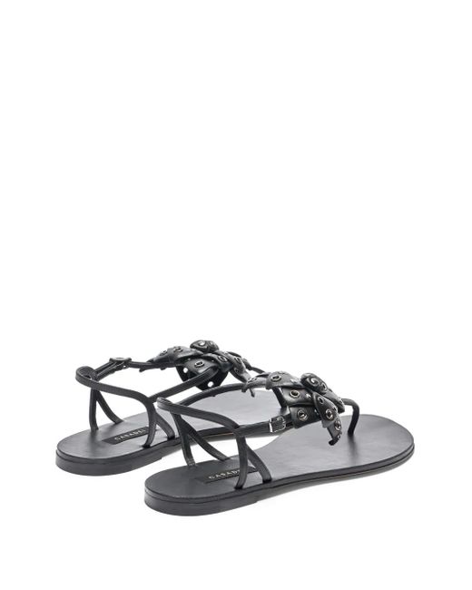 Casadei White Stud-Embellished Flat Sandals