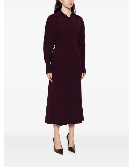 Victoria Beckham Purple Puff-sleeve Midi Dress